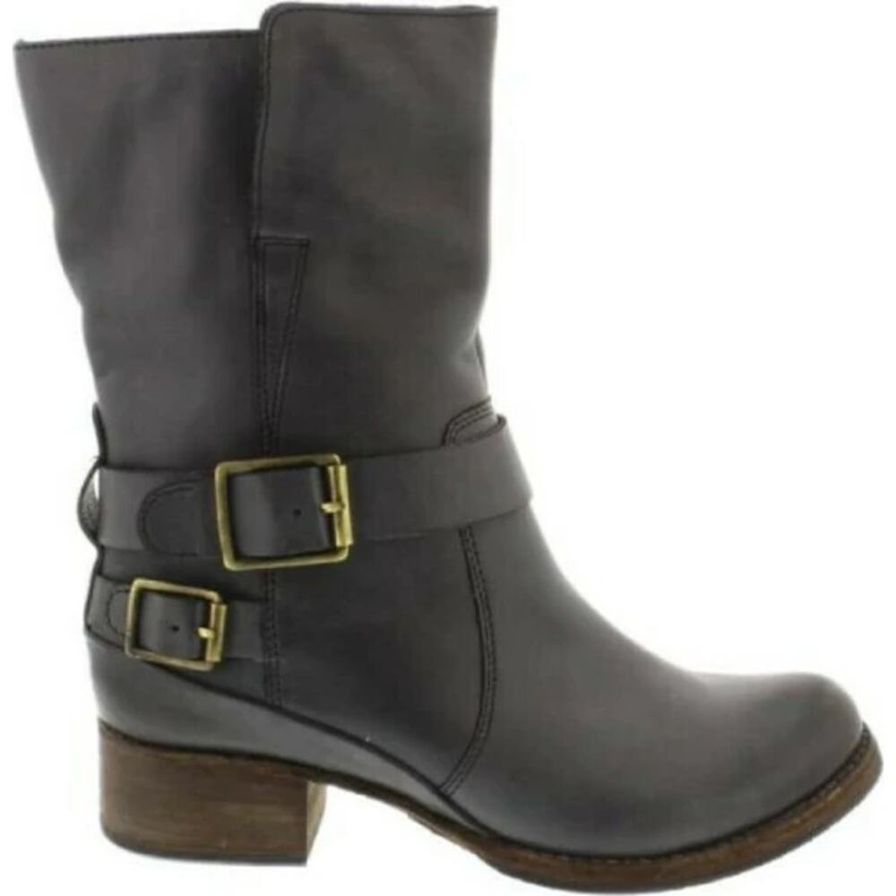 Clarks Black Heeled Boots with Buckle Detail